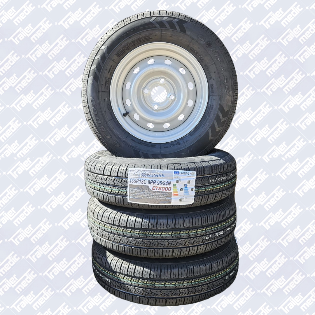 165R13C Wheel & Tyre Assembly 4x100mm PCD (Compass)